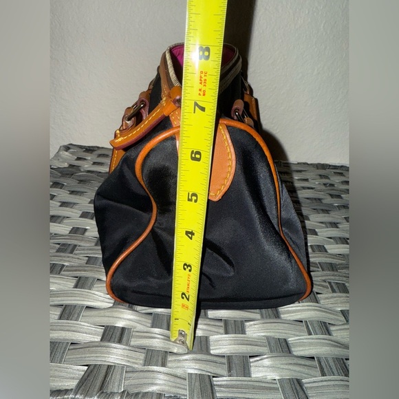 Dooney & Bourke Black Satchel with Tan Trim and Bright Pink Interior - Picture 8 of 14
